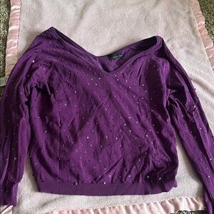 Attention Purple Long Sleeve Top with Sequins